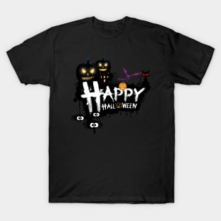 Spooktacular Monochrome: Haunted Halloween Delight Tee T-Shirt